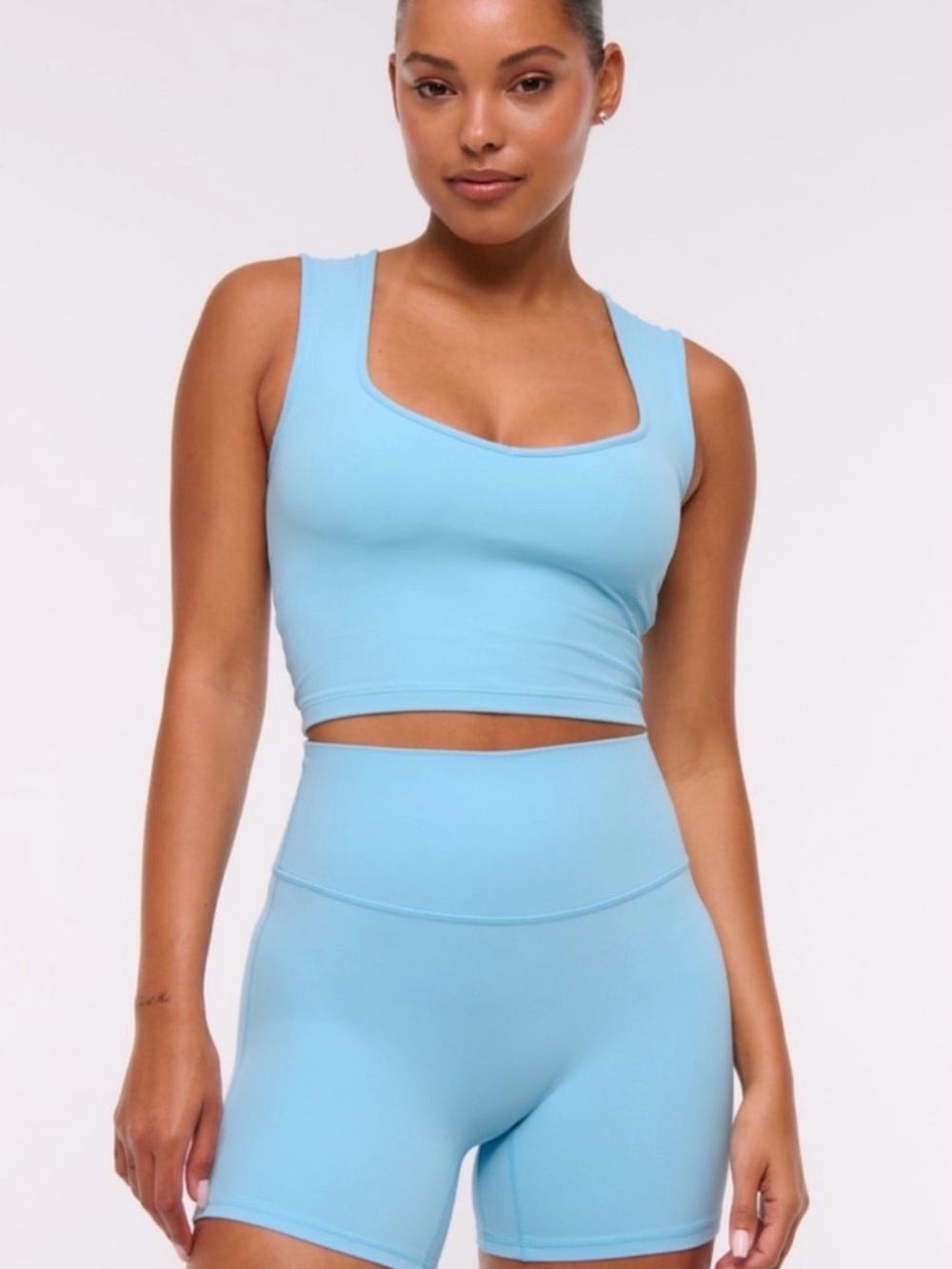 Abercrombie YPB Studio Flex Crop Tank & High-Waist Bike Shorts Set
